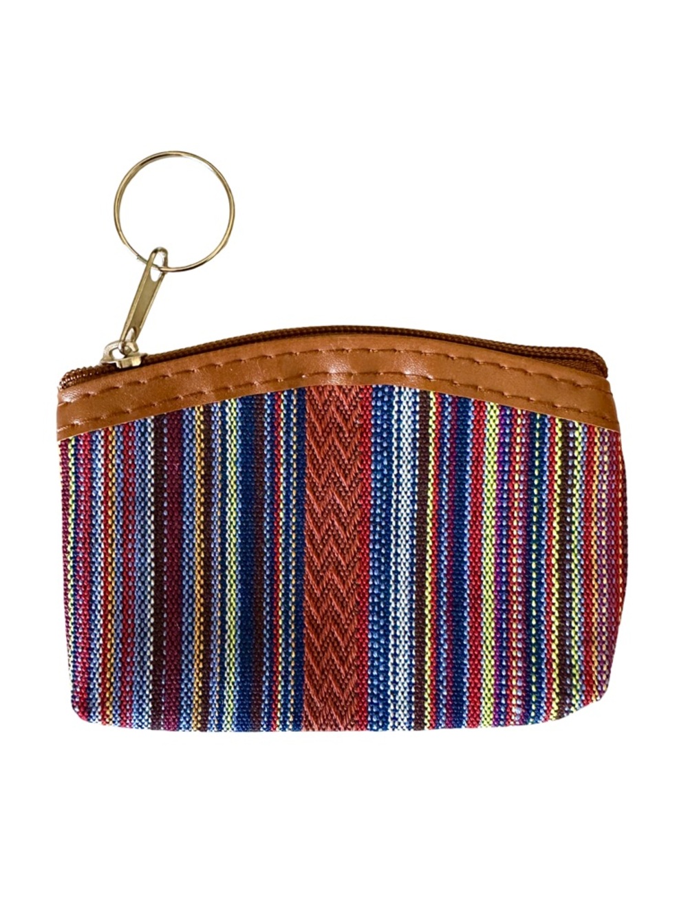 ⭐️ 5 for $25 Striped Woven Canvas Keyring Coin Pouch with Zipper